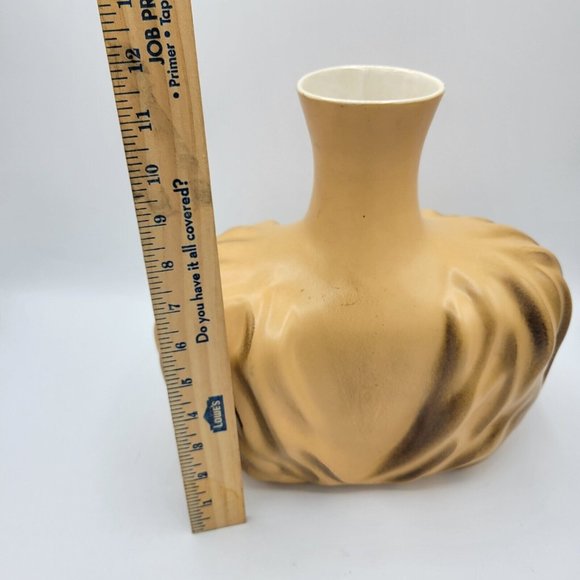 Vintage Large 1940's Art Deco Decorative Ornate Ruched Ceramic 12"x9" Vase - Picture 7 of 12